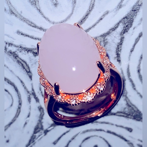 NWOT Necklace/Ring Set in Glamour Pink & Rose Gold Fill- Artificial Quartz Gems - Picture 8 of 16